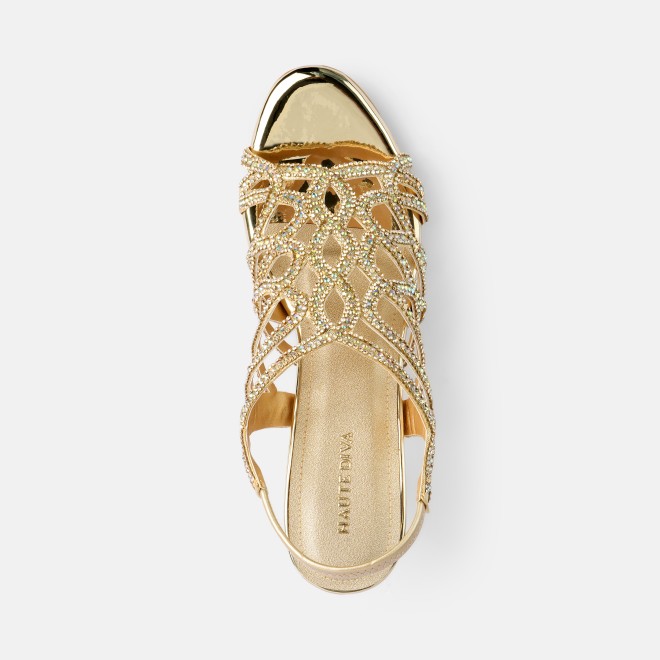 Haute Diva Women Gold Wedding Sandals (SKU: 54-214-15-36)