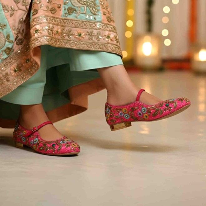 Mochi Women Pink Ethnic Ballerinas (SKU: 54-223-24-36)