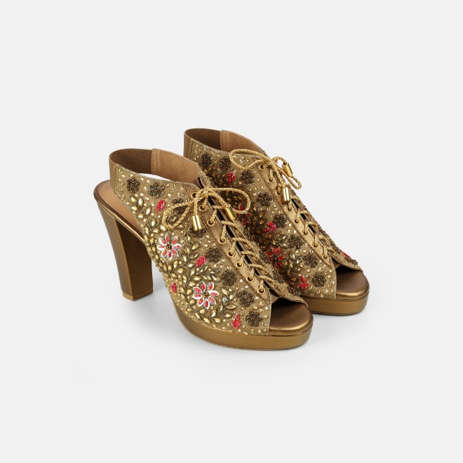 Haute Diva Women Antic-gold Party Sandals (SKU: 54-226-28-36)