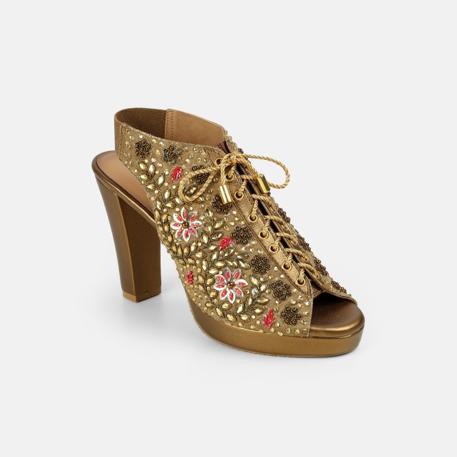 Haute Diva Women Antic-gold Party Sandals (SKU: 54-226-28-36)