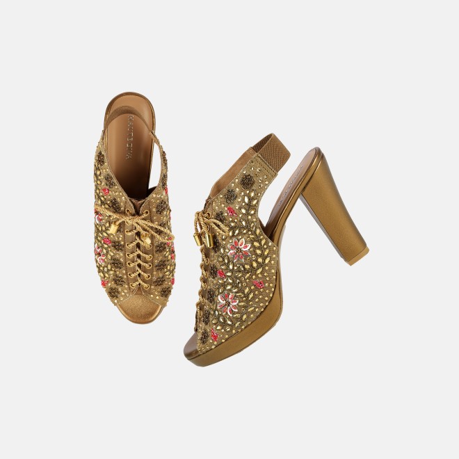 Haute Diva Women Antic-gold Party Sandals (SKU: 54-226-28-36)