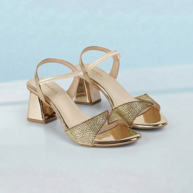 Haute Diva Women Gold Party Sandals