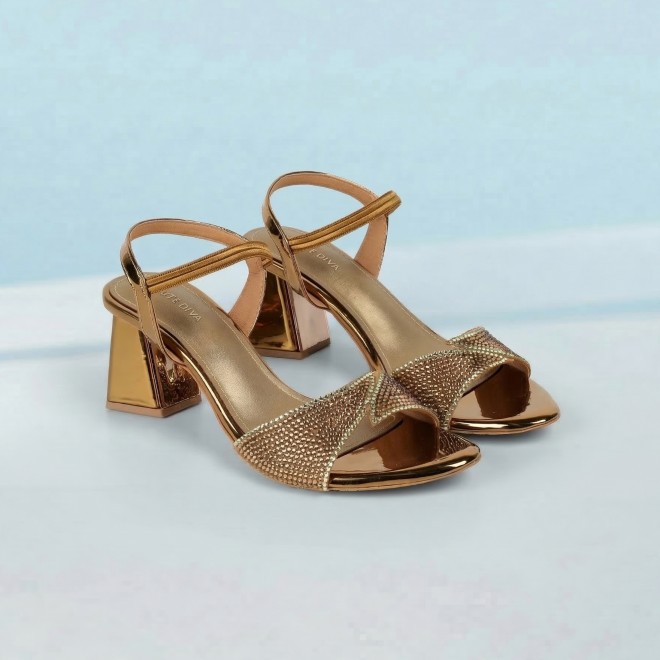 Haute Diva Women Antic-gold Party Sandals