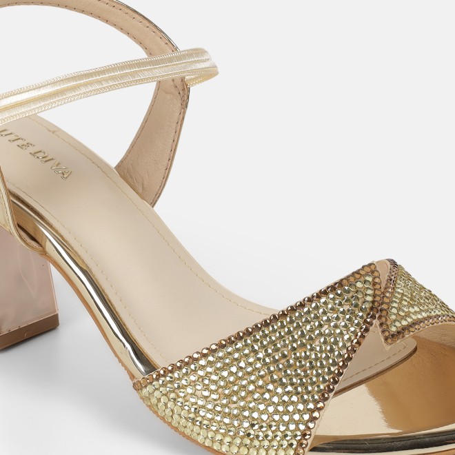 Haute Diva Women Gold Party Sandals (SKU: 54-238-15-36)