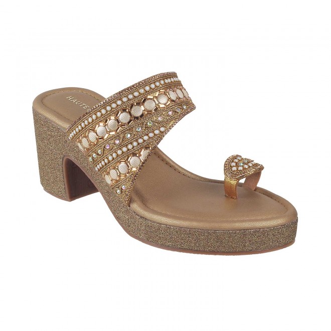 Haute Diva Women Antique-Gold Ethnic Sandals (SKU: 54-42-28-38)