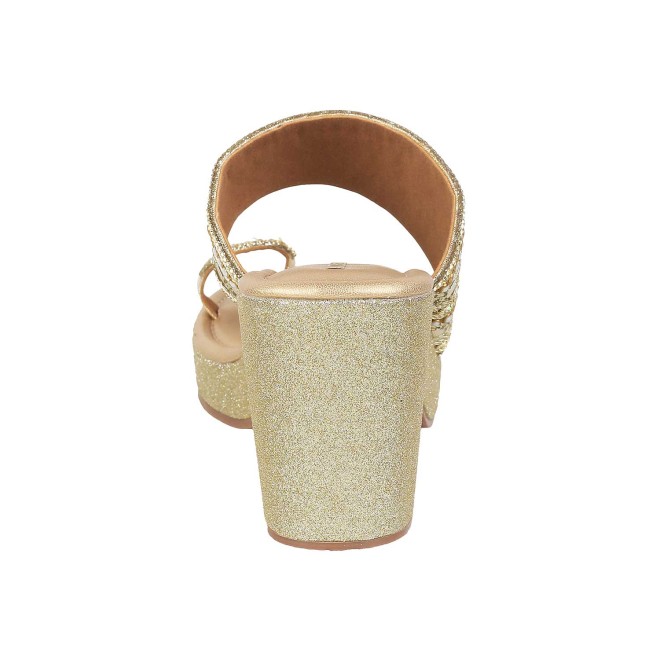 Haute Diva Women Gold Ethnic Sandals (SKU: 54-42-15-36)