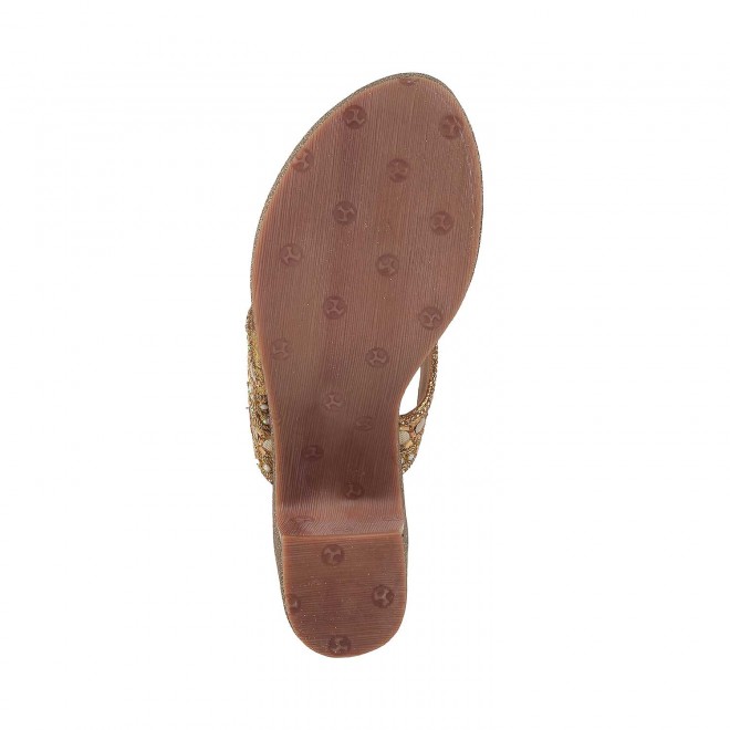 Haute Diva Women Antique-Gold Ethnic Sandals (SKU: 54-42-28-38)