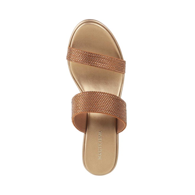 Haute Diva Women Antique-Gold Party Sandals (SKU: 54-4901-28-36)