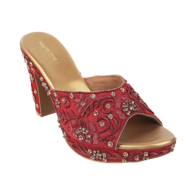 Haute Diva Women Maroon Wedding Slip Ons (SKU: 54-4927-44-36)