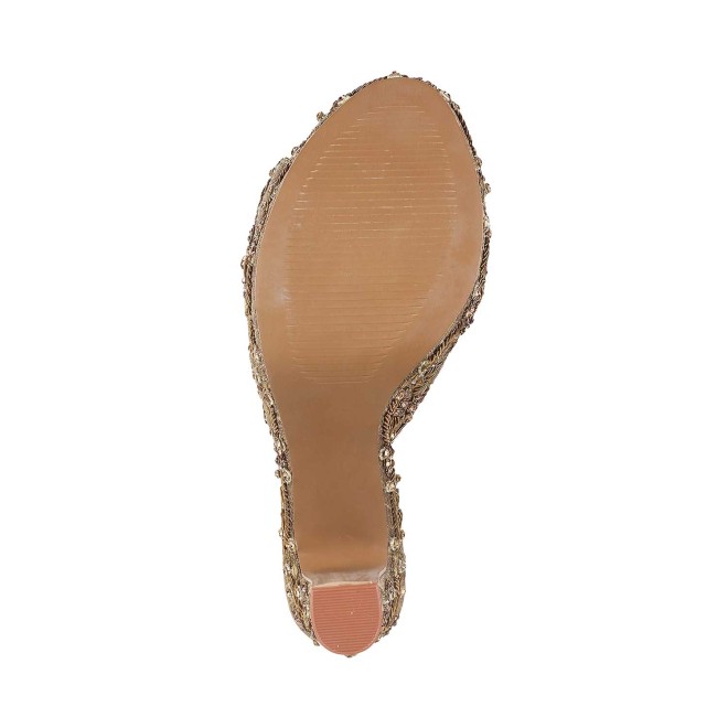 Haute Diva Women Antique-Gold Wedding Slip Ons (SKU: 54-4927-28-37)
