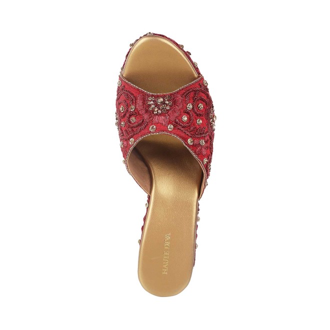 Haute Diva Women Maroon Wedding Slip Ons (SKU: 54-4927-44-36)