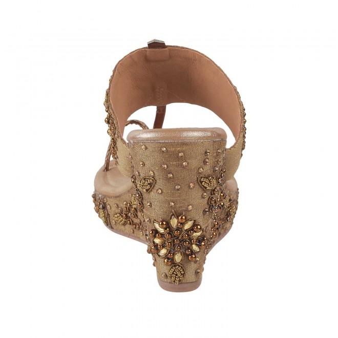 Haute Diva Women Antique-Gold Ethnic Sandals (SKU: 54-79-28-36)