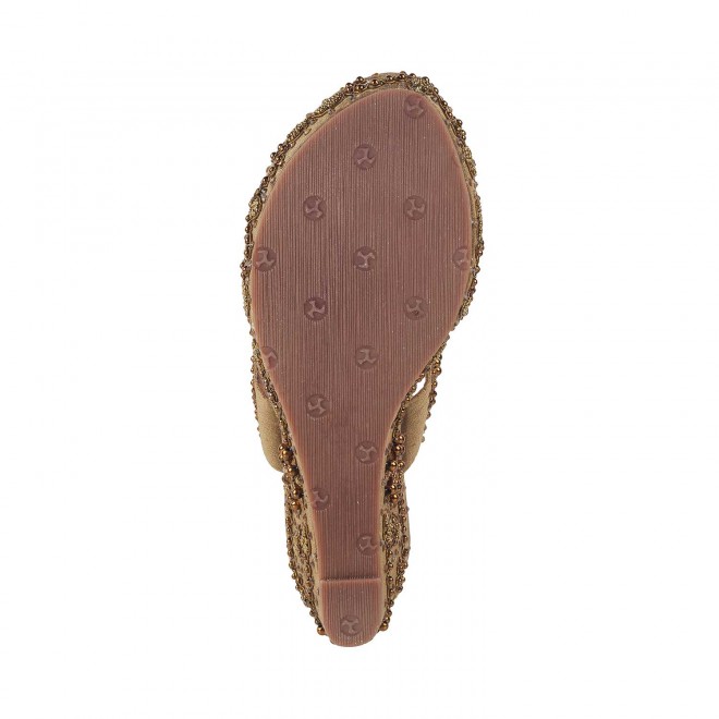 Haute Diva Women Antique-Gold Ethnic Sandals (SKU: 54-79-28-36)