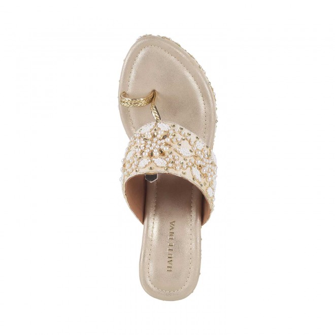 Haute Diva Women Gold Ethnic Sandals (SKU: 54-79-15-36)
