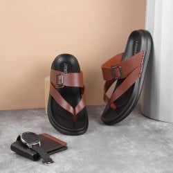 Mochi Men Tan Casual Slippers