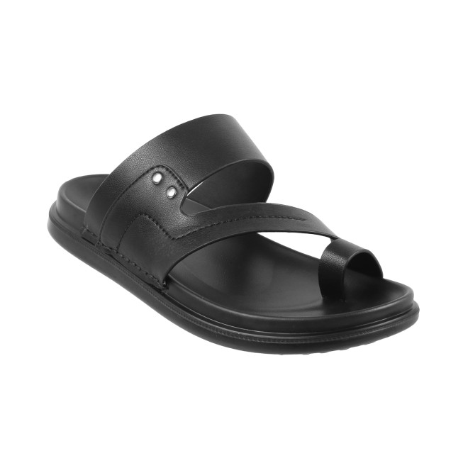 J.Fontini Men Black Casual Slippers