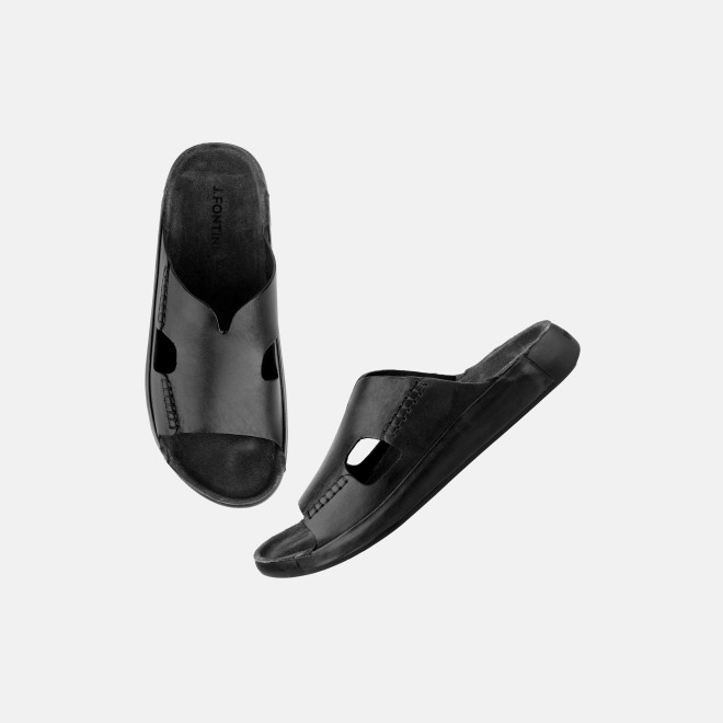 J.Fontini Men Black Casual Slippers (SKU: 60-123-11-41)