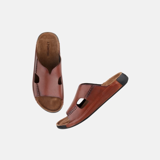 J.Fontini Men Tan Casual Slippers (SKU: 60-123-23-40)