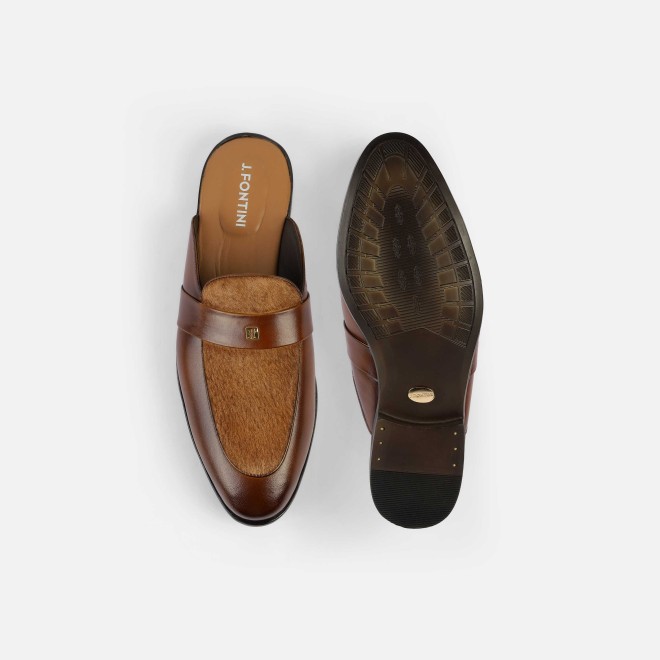 J.Fontini Men Tan Ethnic Slip Ons (SKU: 60-138-23-40)