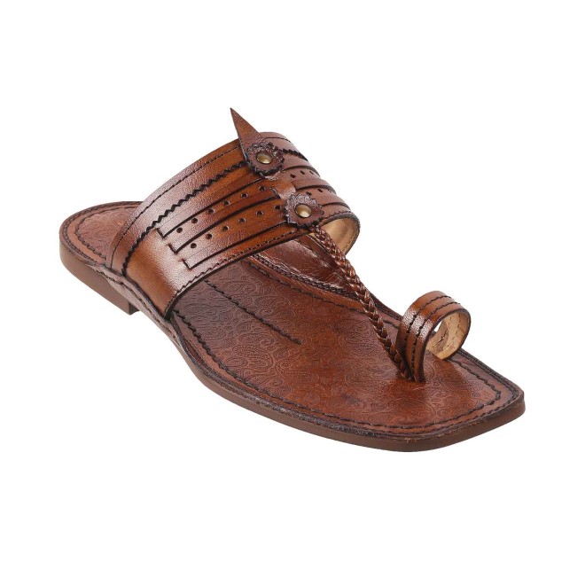 Mochi Men Tan Ethnic Kolhapuris (SKU: 60-1422-23-41)