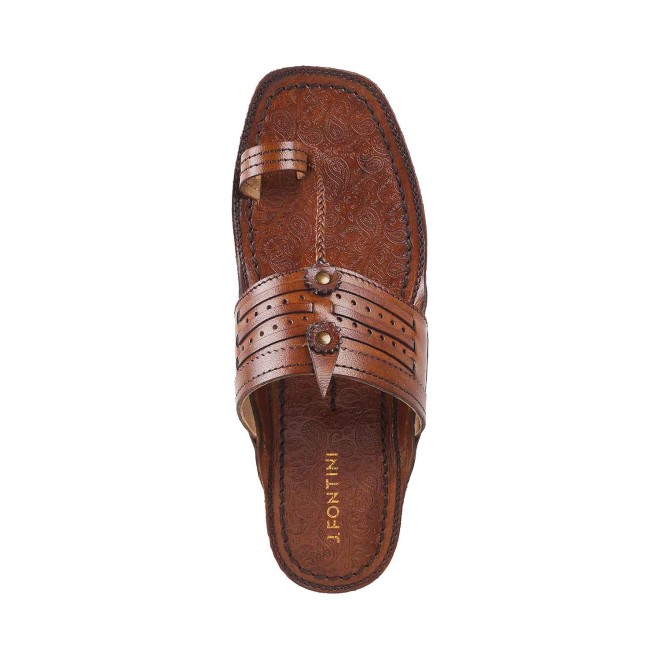 Mochi Men Tan Ethnic Kolhapuris (SKU: 60-1422-23-41)