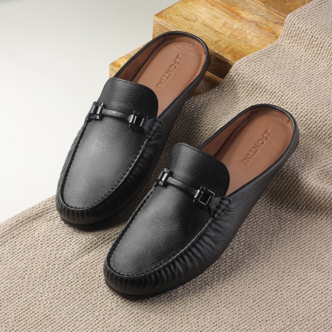 J.Fontini Men Black Casual Slip Ons