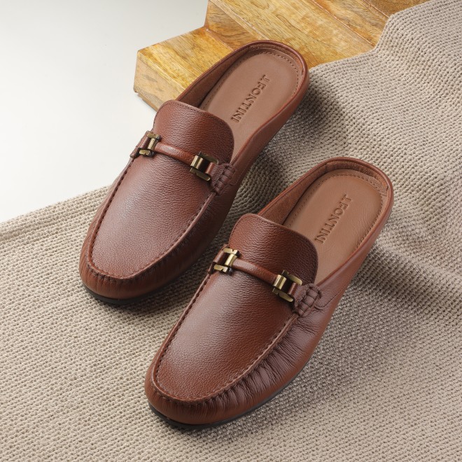J.Fontini Men Tan Casual Slip Ons