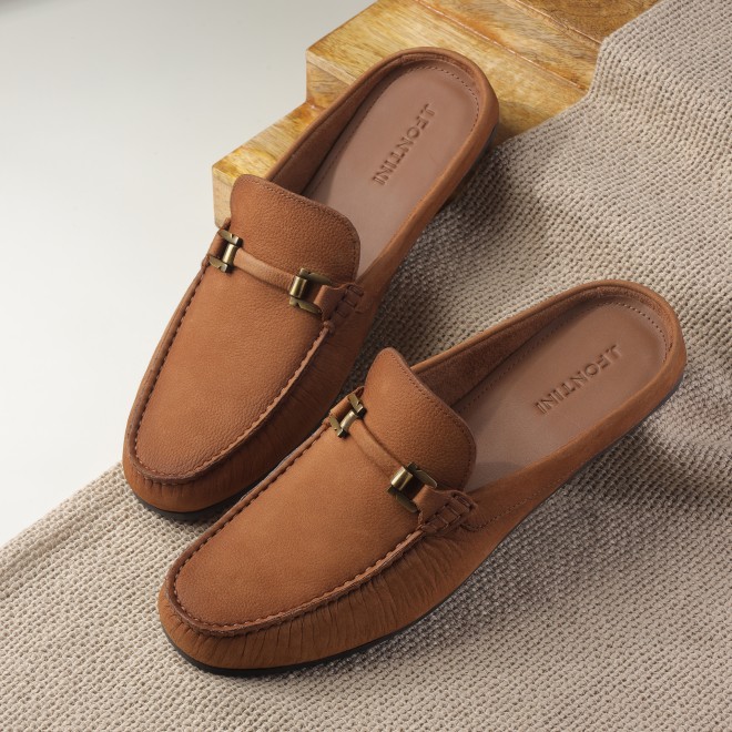 J.Fontini Men Tan-suede Casual Slip Ons