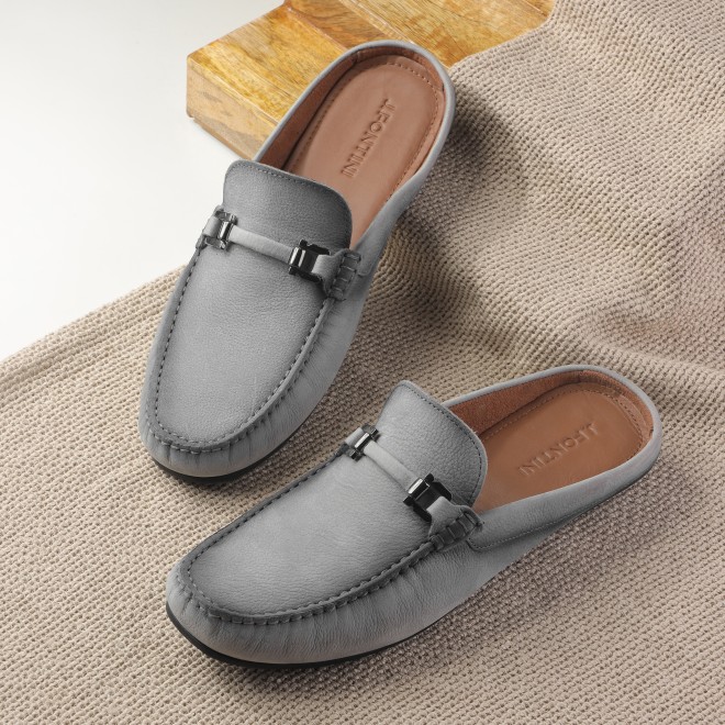 J.Fontini Men Grey Casual Slip Ons