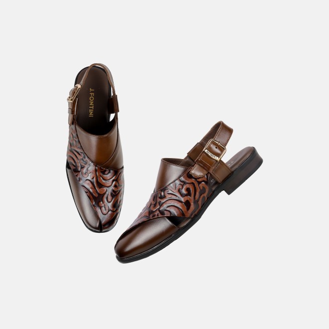J.Fontini Men Tan Ethnic Sandals (SKU: 60-167-23-40)