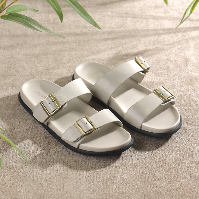 J.Fontini Men Beige Casual Slippers