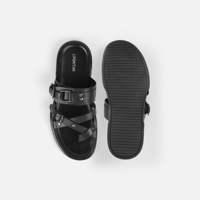 J.Fontini Men Black Casual Slippers (SKU: 60-184-11-40)