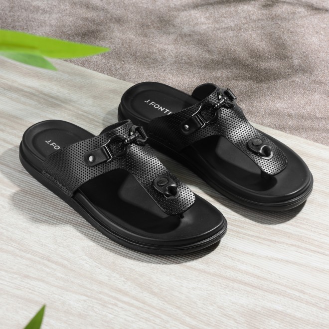 Men Black Casual Slippers
