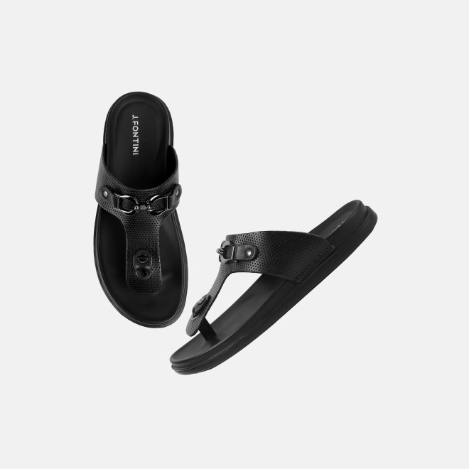 J.Fontini Men Black Casual Slippers (SKU: 60-188-11-40)