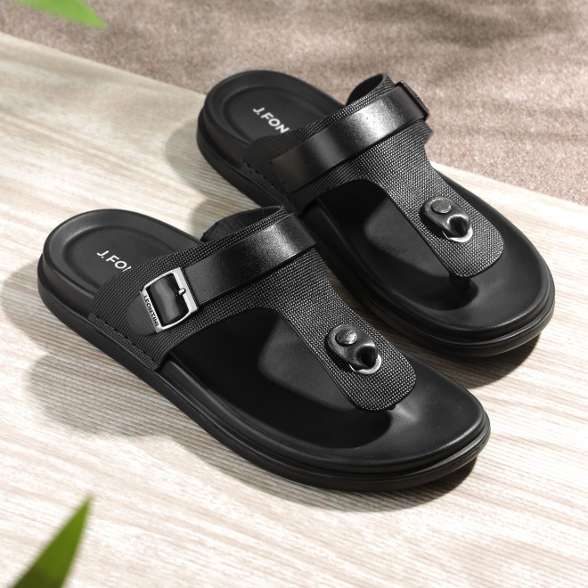 Men Black Casual Slippers