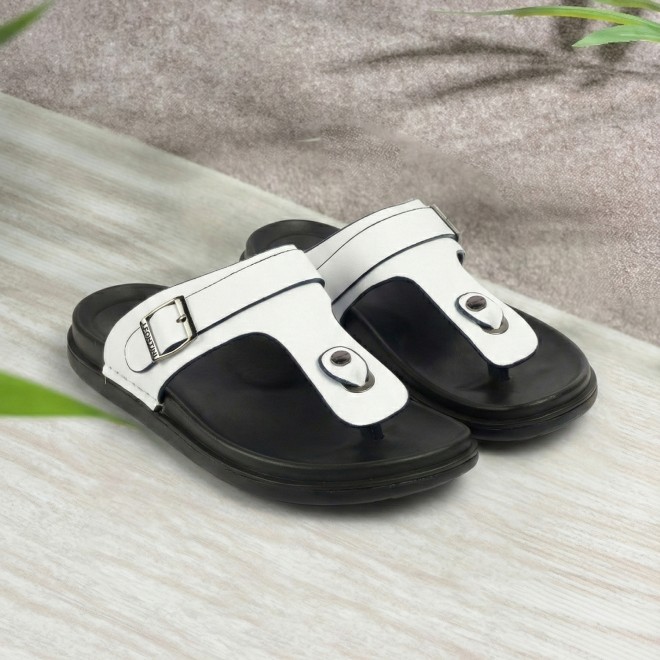 J.Fontini Men White Casual Slippers