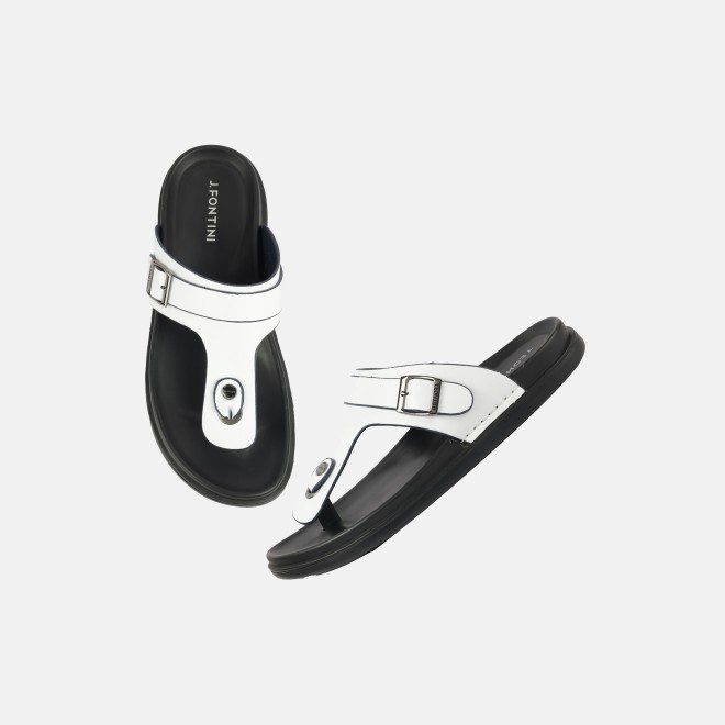J.Fontini Men White Casual Slippers (SKU: 60-190-16-40)