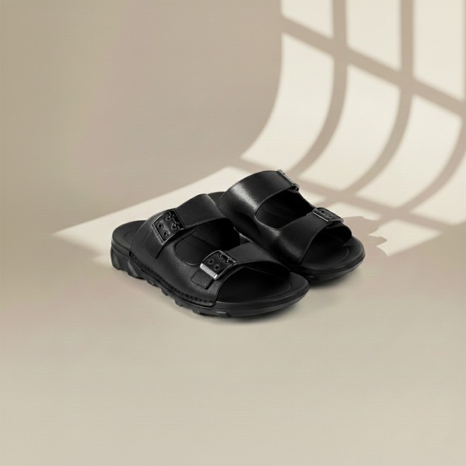 J.Fontini Men Black Casual Slippers