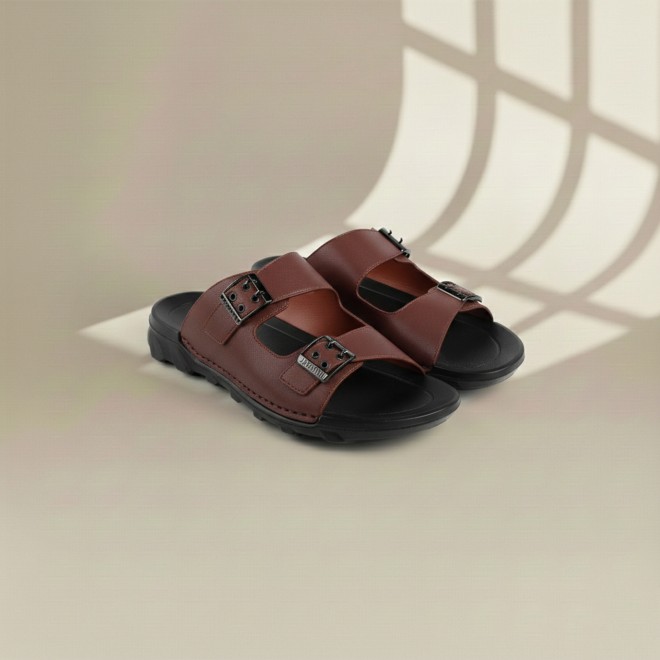 J.Fontini Men Brown Casual Slippers