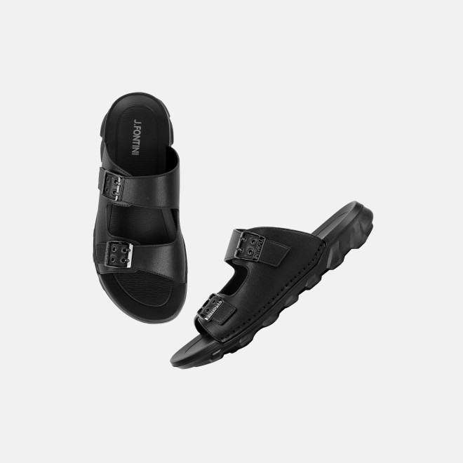 J.Fontini Men Black Casual Slippers (SKU: 60-218-11-40)
