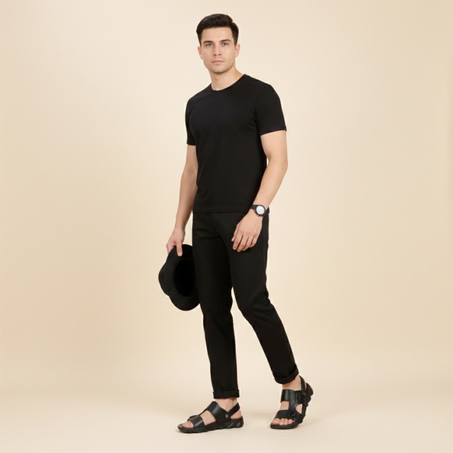 J.Fontini Men Black Casual Sandals (SKU: 60-220-11-41)