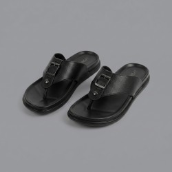 J.Fontini Men Black Casual Slippers