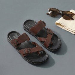 J.Fontini Men Brown Casual Slippers