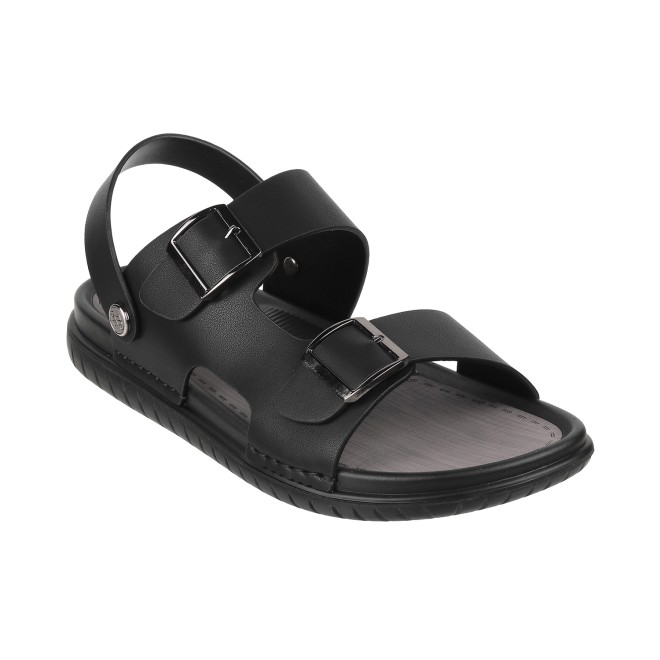 J.Fontini Men Black Casual Sandals