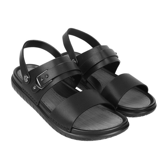 J.Fontini Men Black Casual Sandals