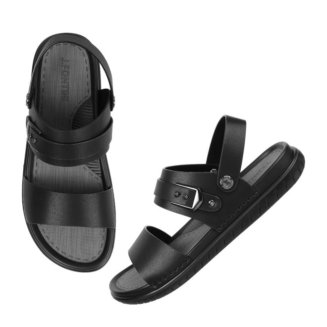 J.Fontini Men Black Casual Sandals (SKU: 60-66L-11-46)