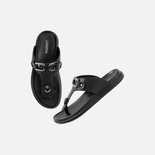 J.Fontini Men Black Casual Slippers (SKU: 60-67-11-39)