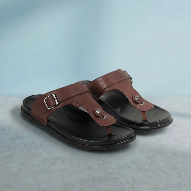 J.Fontini Men Brown Casual Slippers