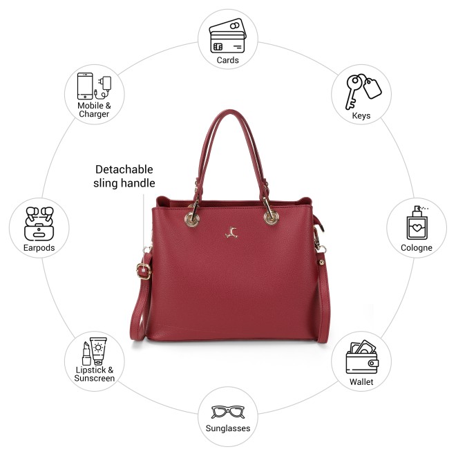 Mochi Women Maroon Satchel Bag (SKU: 66-1038-44-10)