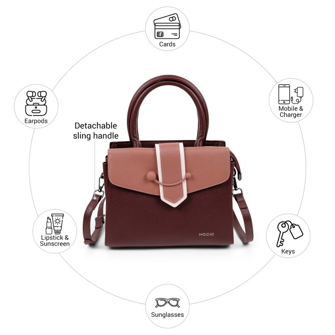 Mochi Women Maroon Satchel Bag (SKU: 66-1131-44-10)